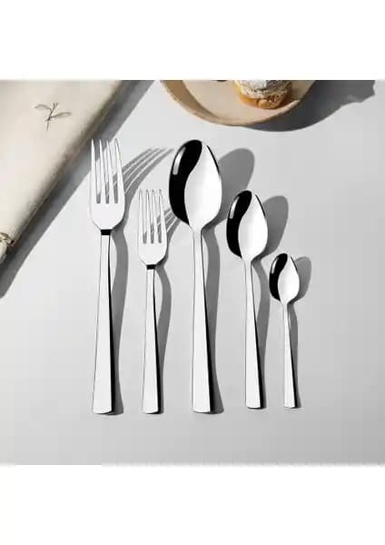 Nehir Deniz Sade 12 Kişilik 60 Parça Paslanmaz Çelik Çatal Kaşık Takımı