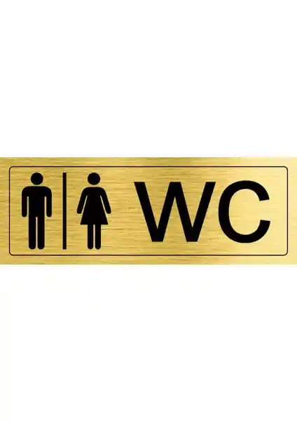 Obibaskı Kadın Erkek WC Yönlendirme Yazısı Metal Gold Modern ve Pratik Tasarım