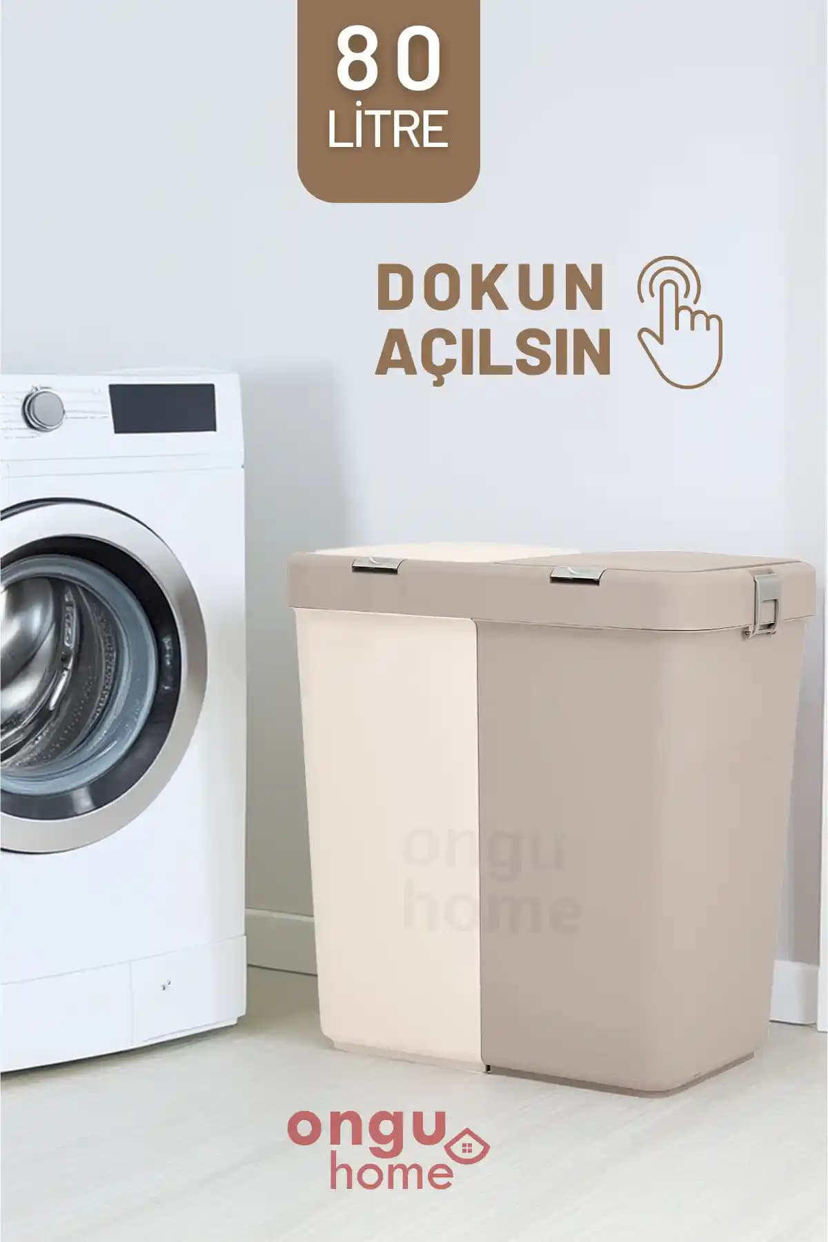 Ongu Home İkili Dokunmatik Çamaşır Sepeti: Modern ve Pratik Temizlik Çözümü
