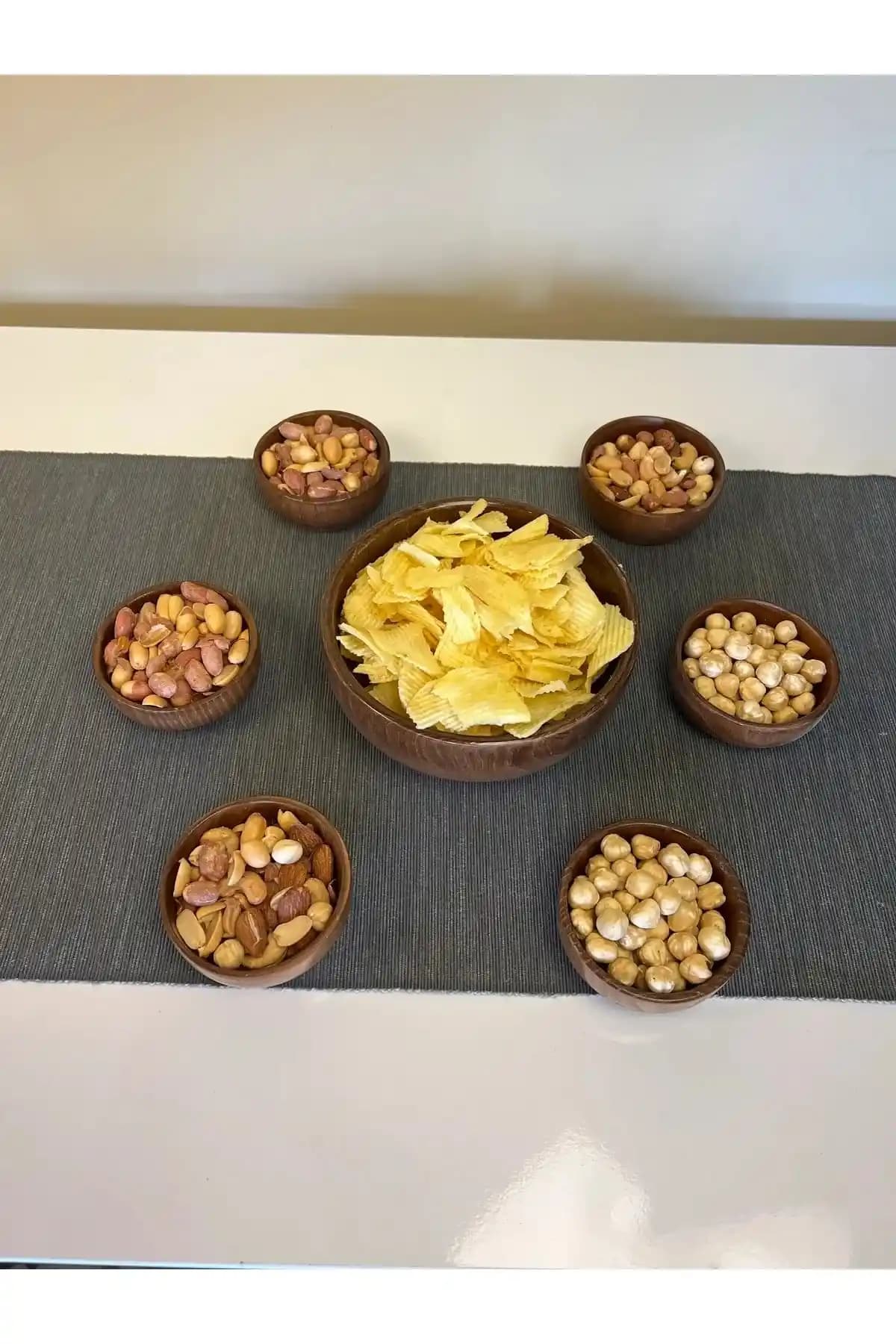 ÖZ NUR HOME Gürgen Ağacından 7'li Çerezlik Takımı Doğal Şıklık ve Fonksiyonellik Sunar