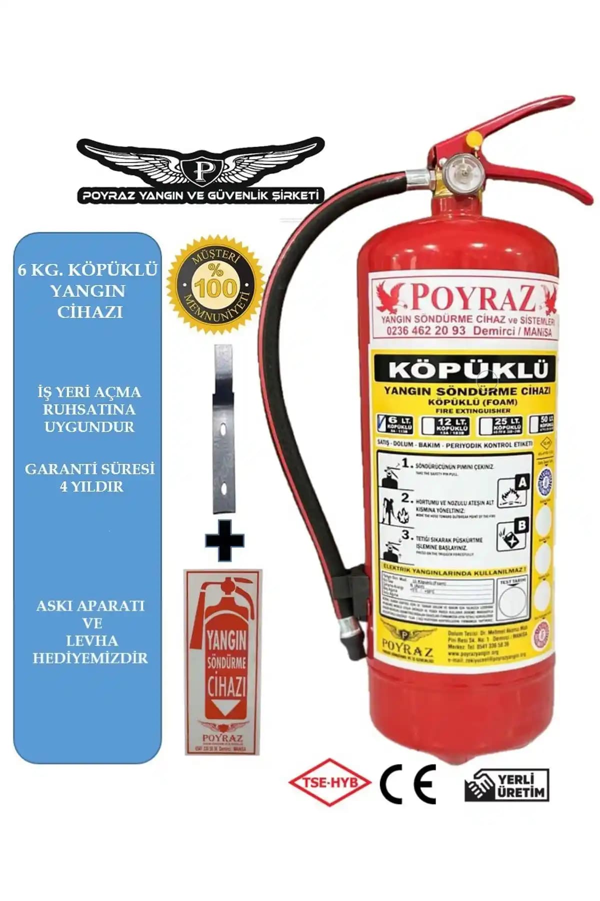 P POYRAZ 6kg Yangın Tüpü: Güvenliğiniz İçin Etkili ve Dayanıklı Yangın Söndürme Çözümü