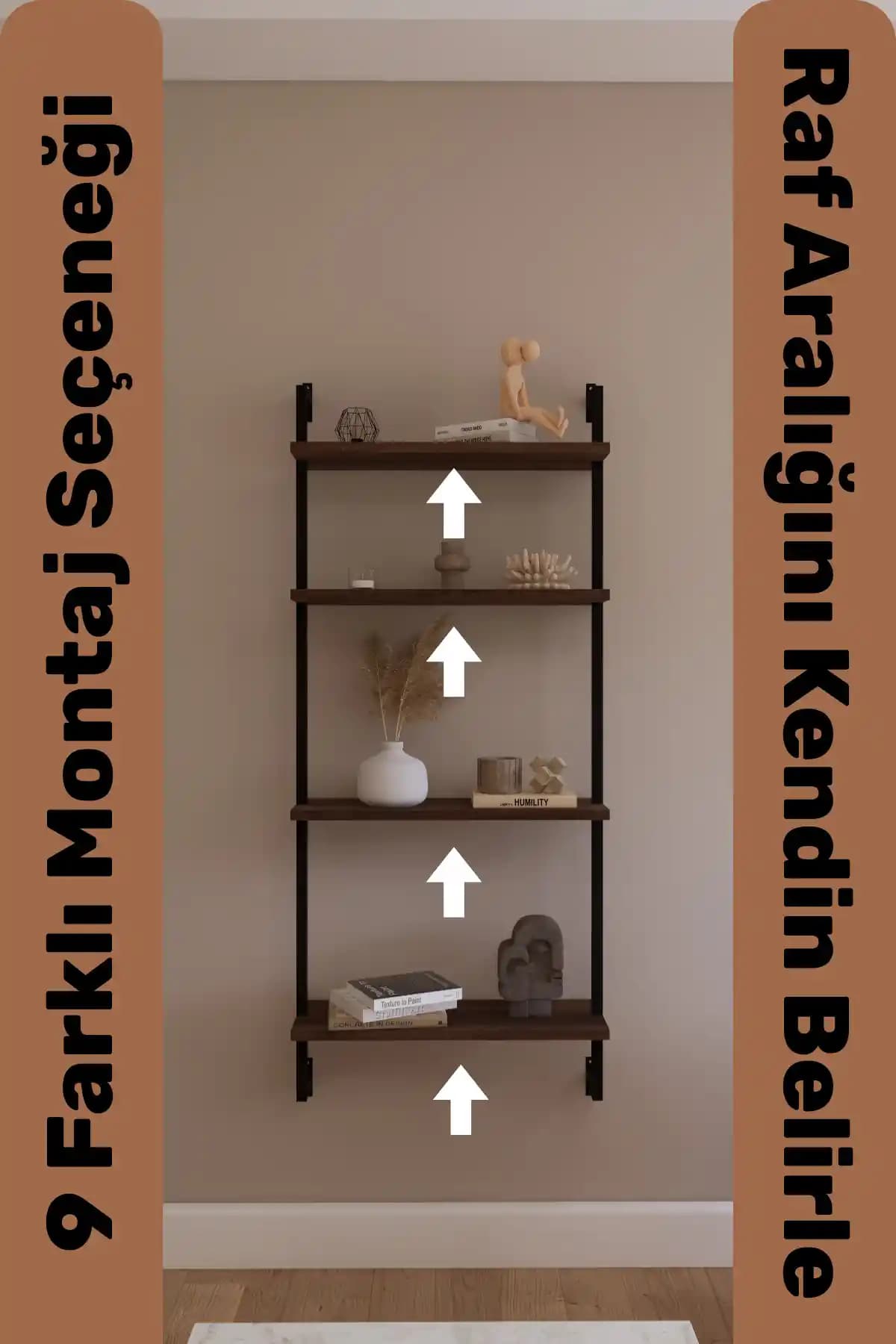 Phobia Modüler Model 4 Raflı Duvara Monte Kitaplık Estetik ve Fonksiyonellik Sunar