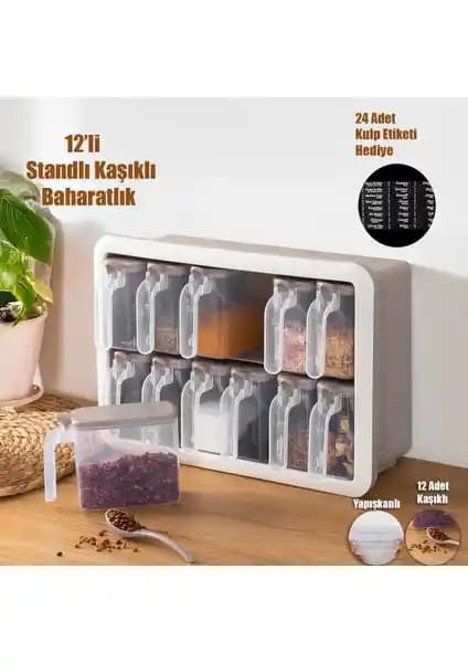 Porsima Simple 12'li Baharatlık Seti Modern ve Pratik Mutfak Çözümü