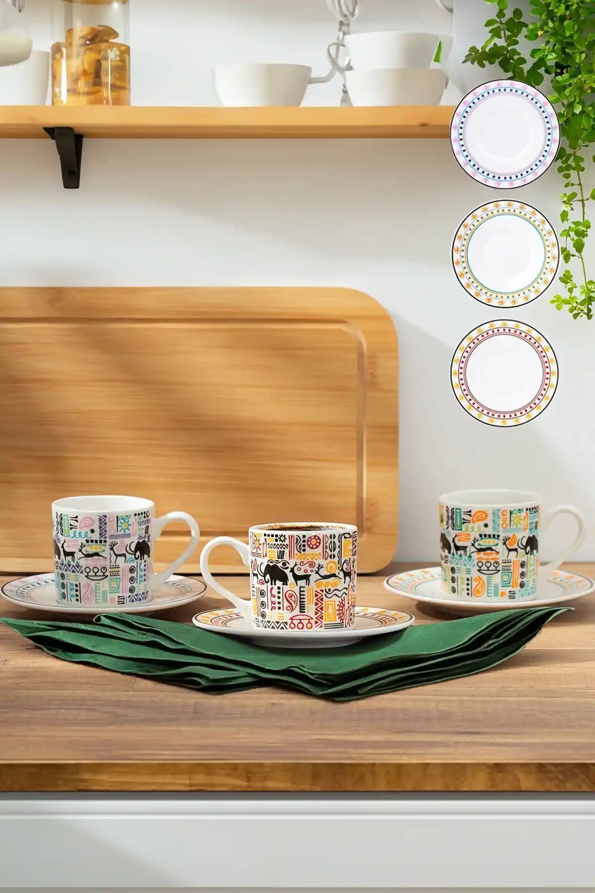 Porsima TE-207 Natura Türk Kahvesi Fincan Takımı: Şık ve Dayanıklı 12 Parça Set