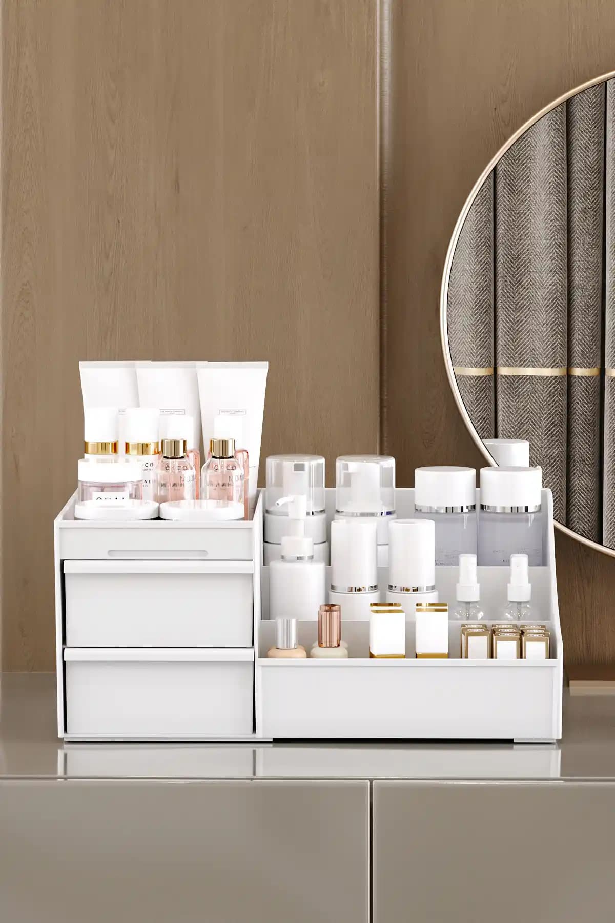 Pufwin Home Elegance XL Makyaj ve Kozmetik Organizeri Geniş İç Hacmi ile Modern Depolama Çözümü