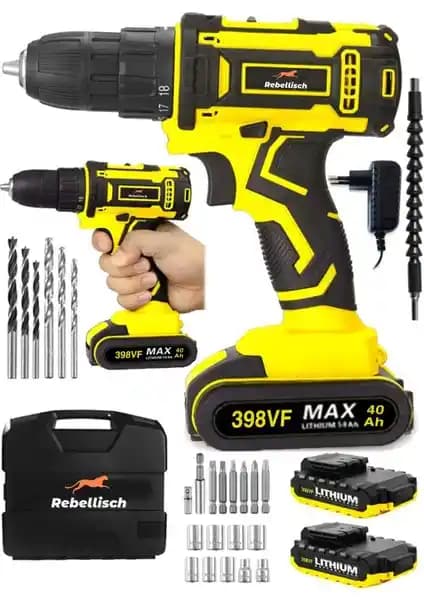 Rebellisch Germany 398 VF 40 Ah: Güçlü ve Çok Yönlü Şarjlı Matkap Seti Özellikleri