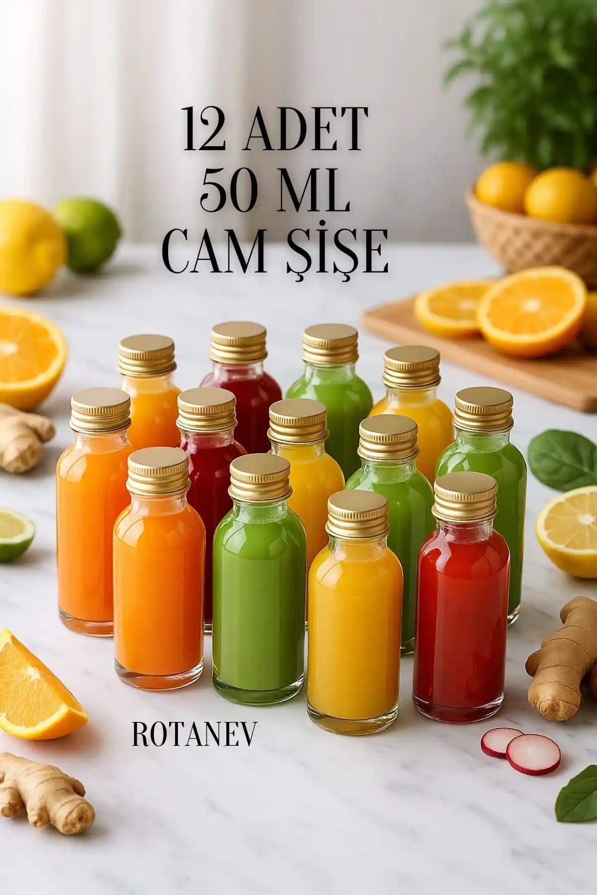 Rotanev 12 Adet Şeffaf Cam Shot Şişesi: Estetik ve Kullanışlı Tasarım Özellikleri