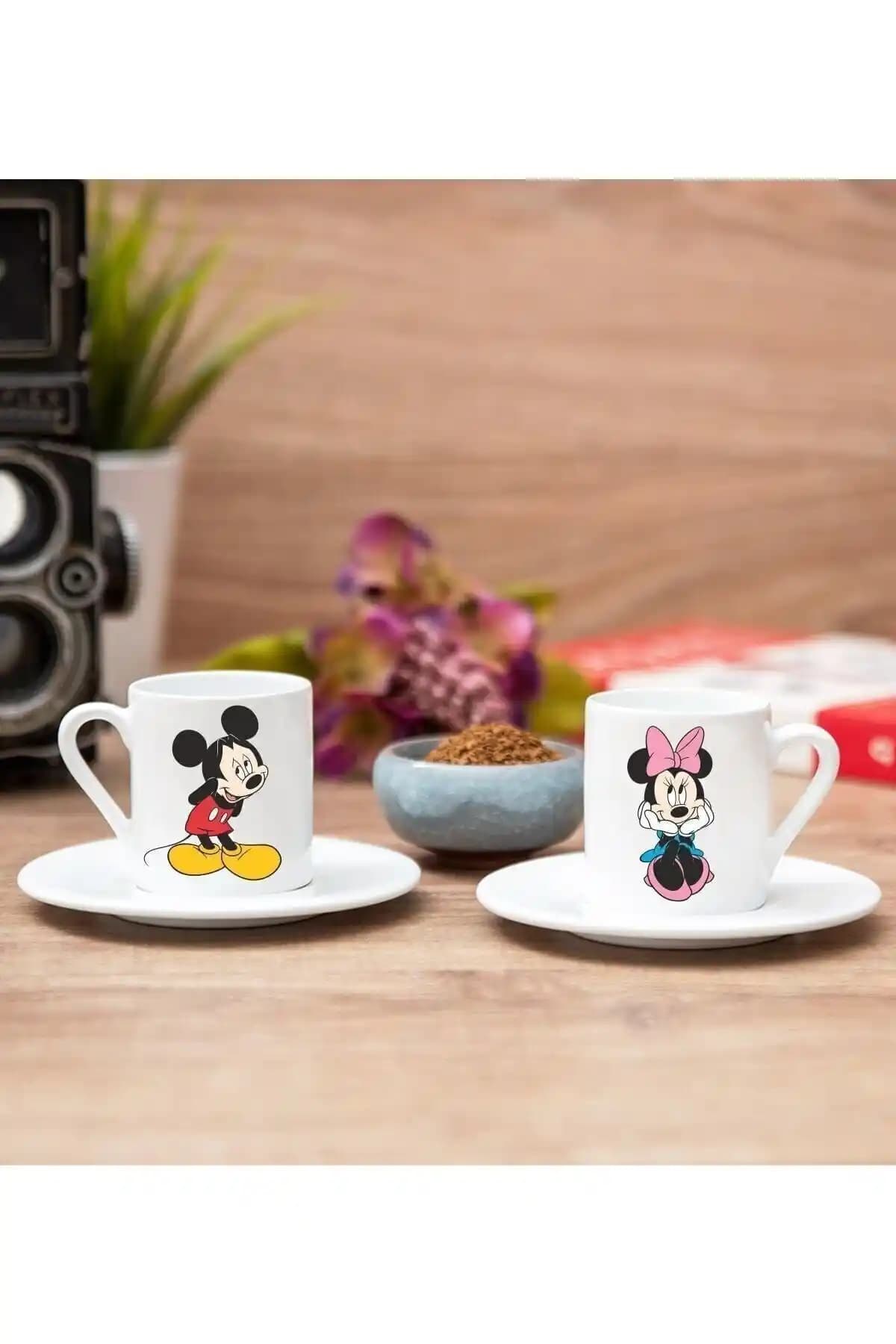Sevgililere Özel Mickey Mouse Temalı Seramik Kahve Fincanı Seti Hediye Seçenekleri