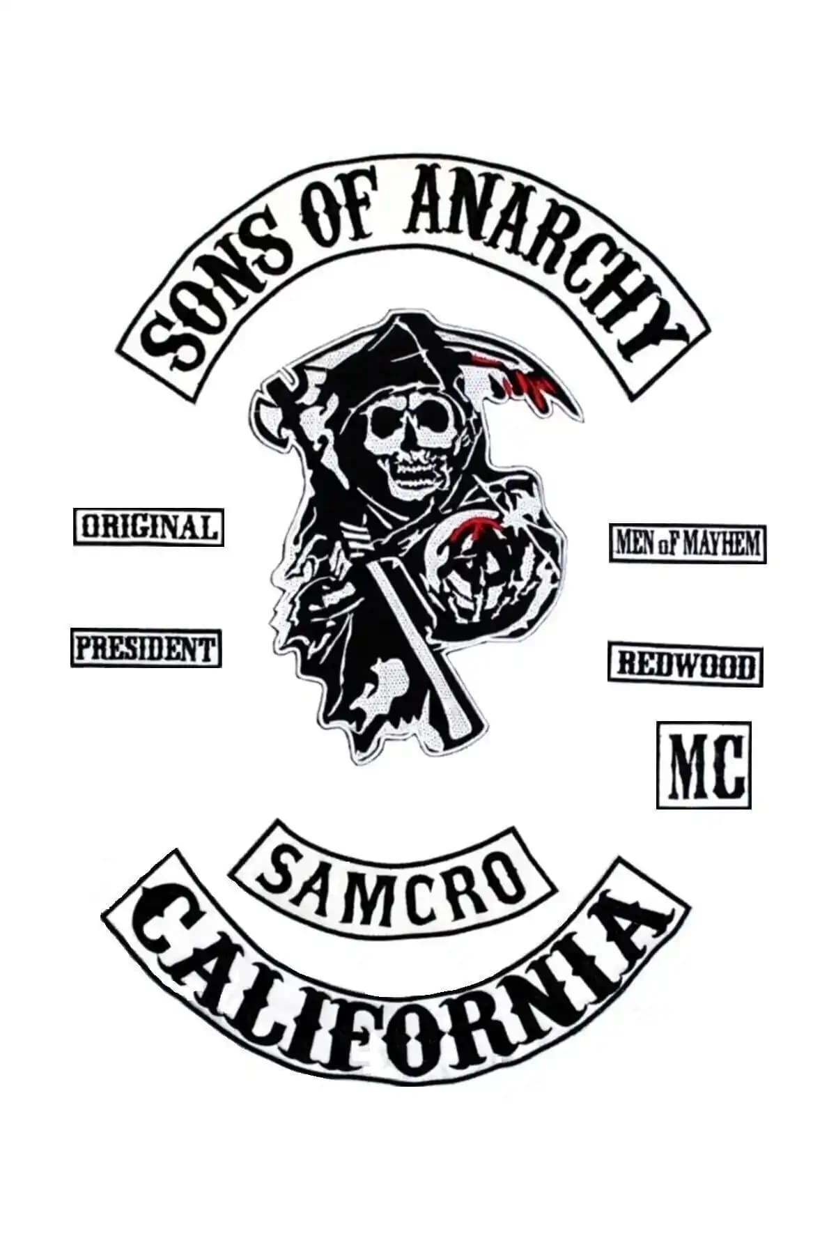 Sons Of Anarchy Temalı Tam Takım Yama Seti Siyah Renkli Dayanıklı ve Şık Tasarım