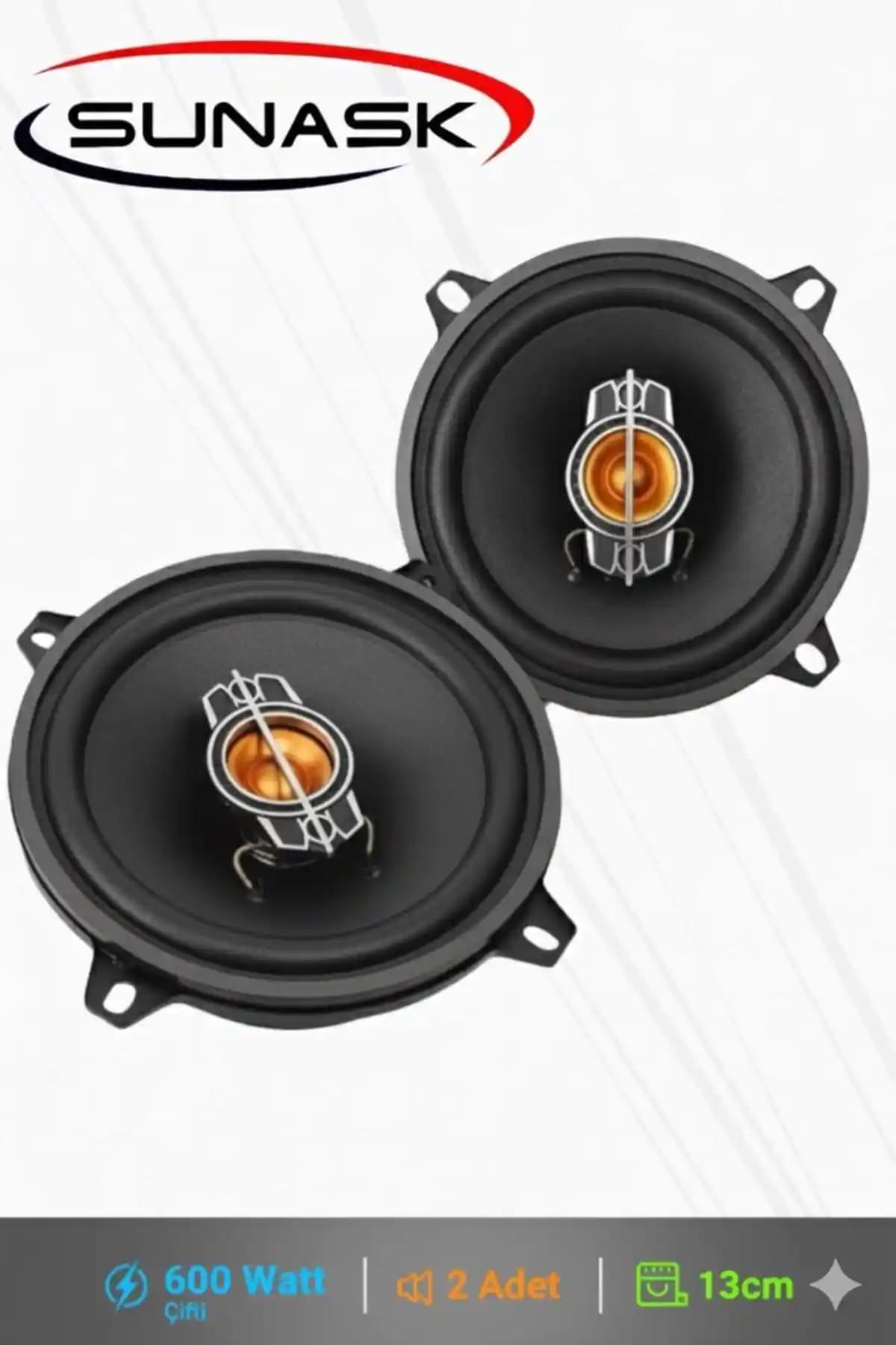 Sunask 600 Watt Çiftli 13 cm Tweeter'li Otomobil Hoparlörü Güç ve Estetiğin Buluşması