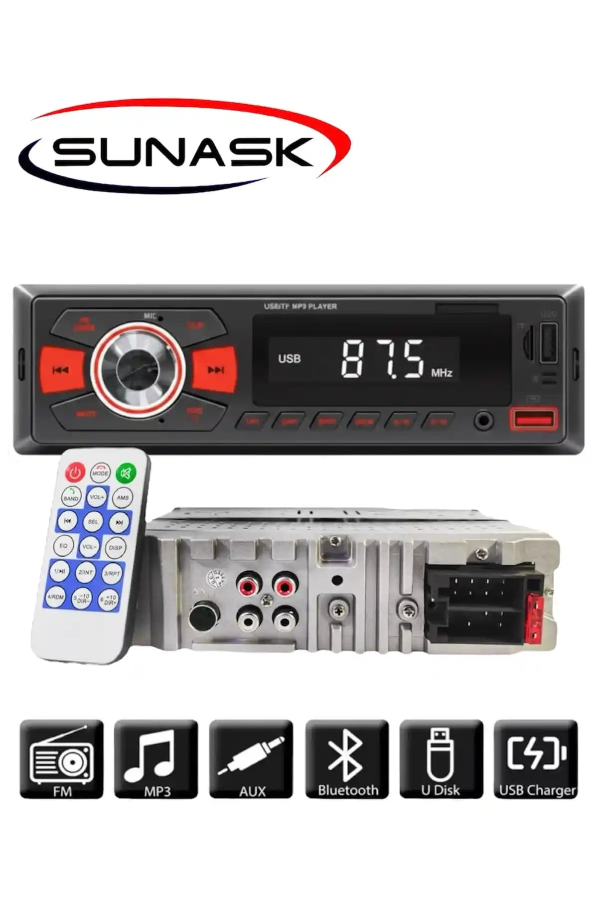 Sunask SN-2700 Çift USB ve Bluetooth Özellikli Modern Araç Teybi