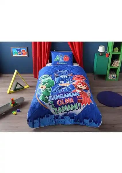 Taç Pj Masks Pamuk Yorgan Seti Çocuklar İçin Renkli ve Konforlu Uyku Deneyimi Sunar