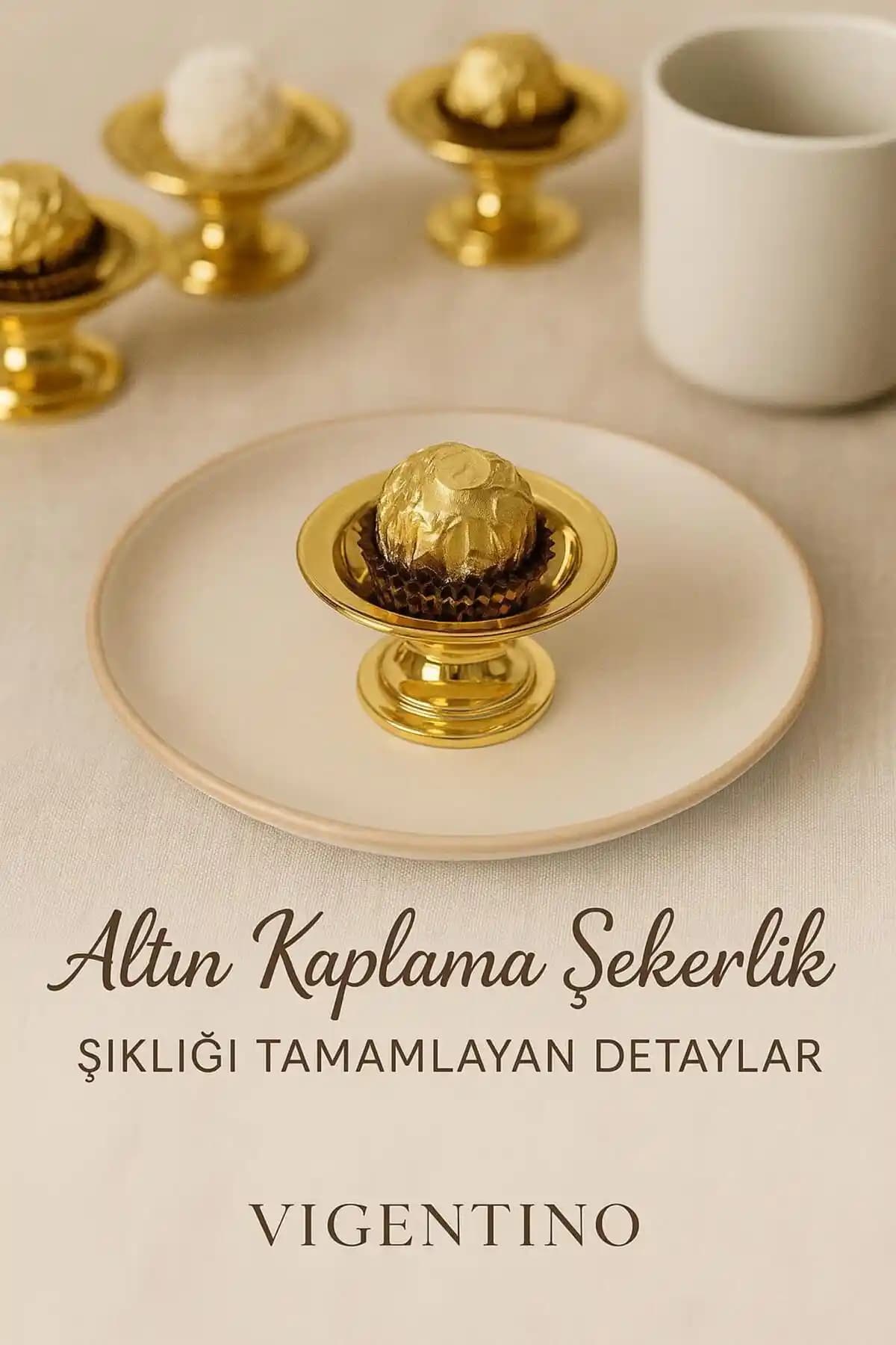 Vigentino 6'lı Gold Kaplama Dekoratif Şekerlik Seti Şık ve Kullanışlı Tasarım