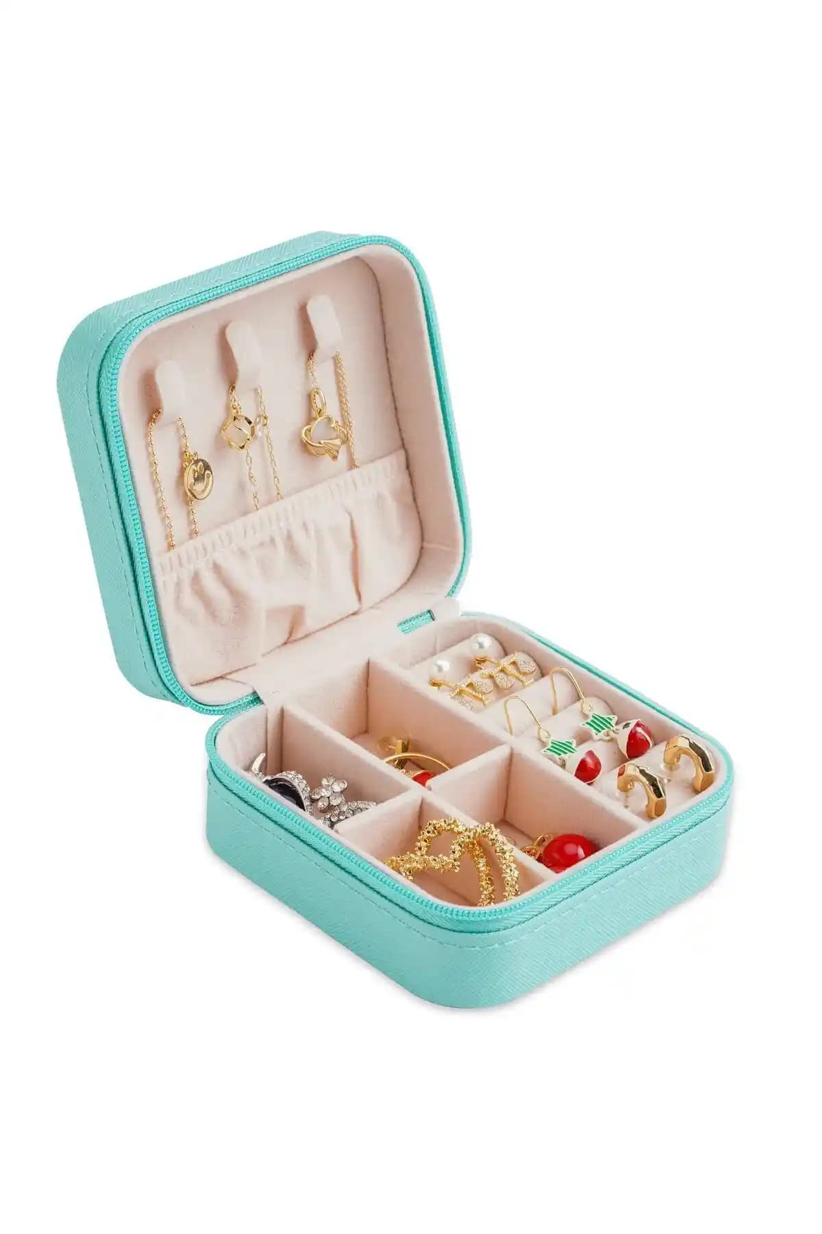 Vip Case Turkuaz Seyahat Boy Takı Organizer Kutusu Şık ve Pratik Tasarım