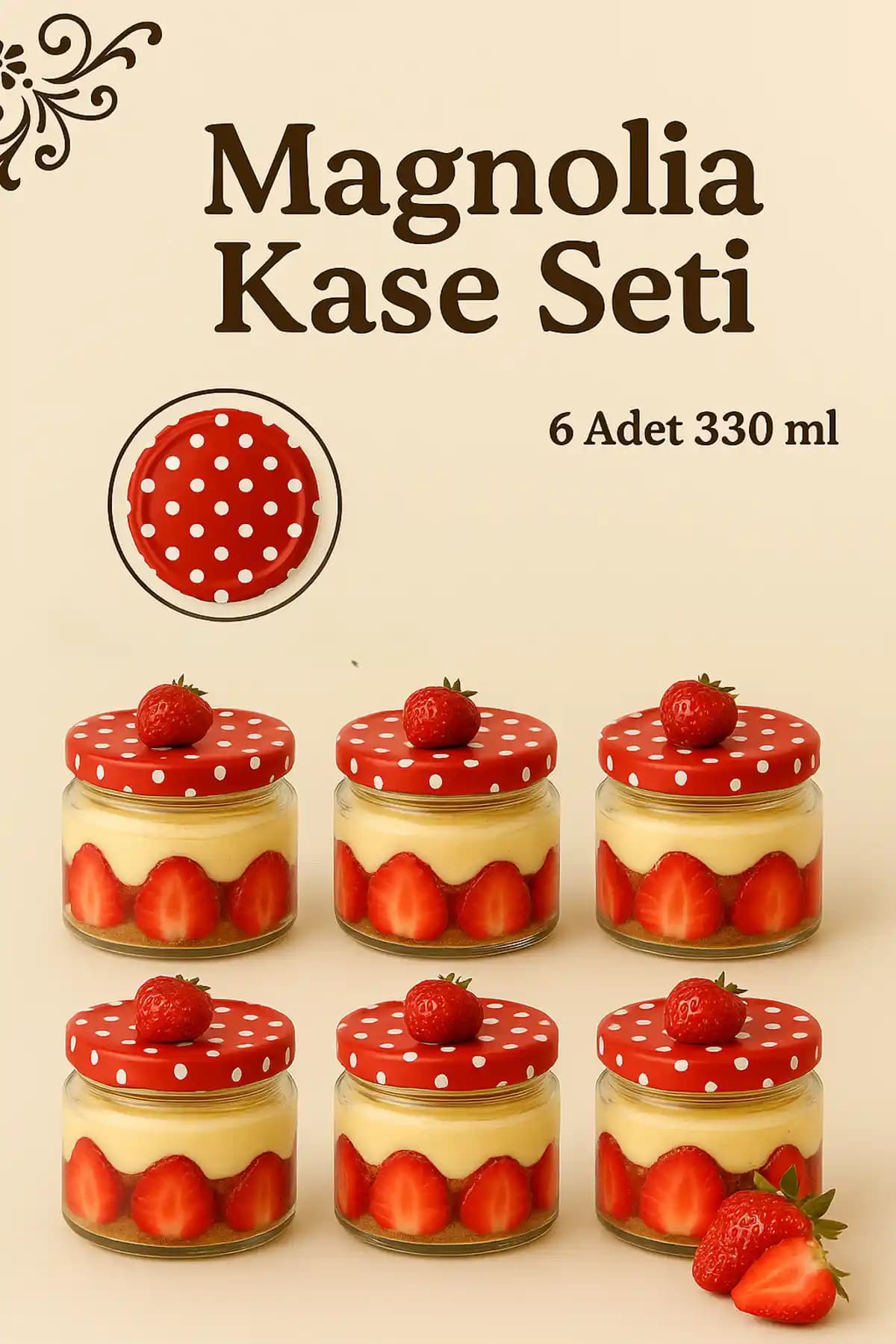 ZenGlow Magnolya Cam Tatlı Kase Seti 6'lı şık ve dayanıklı tasarım ile pratik kullanım