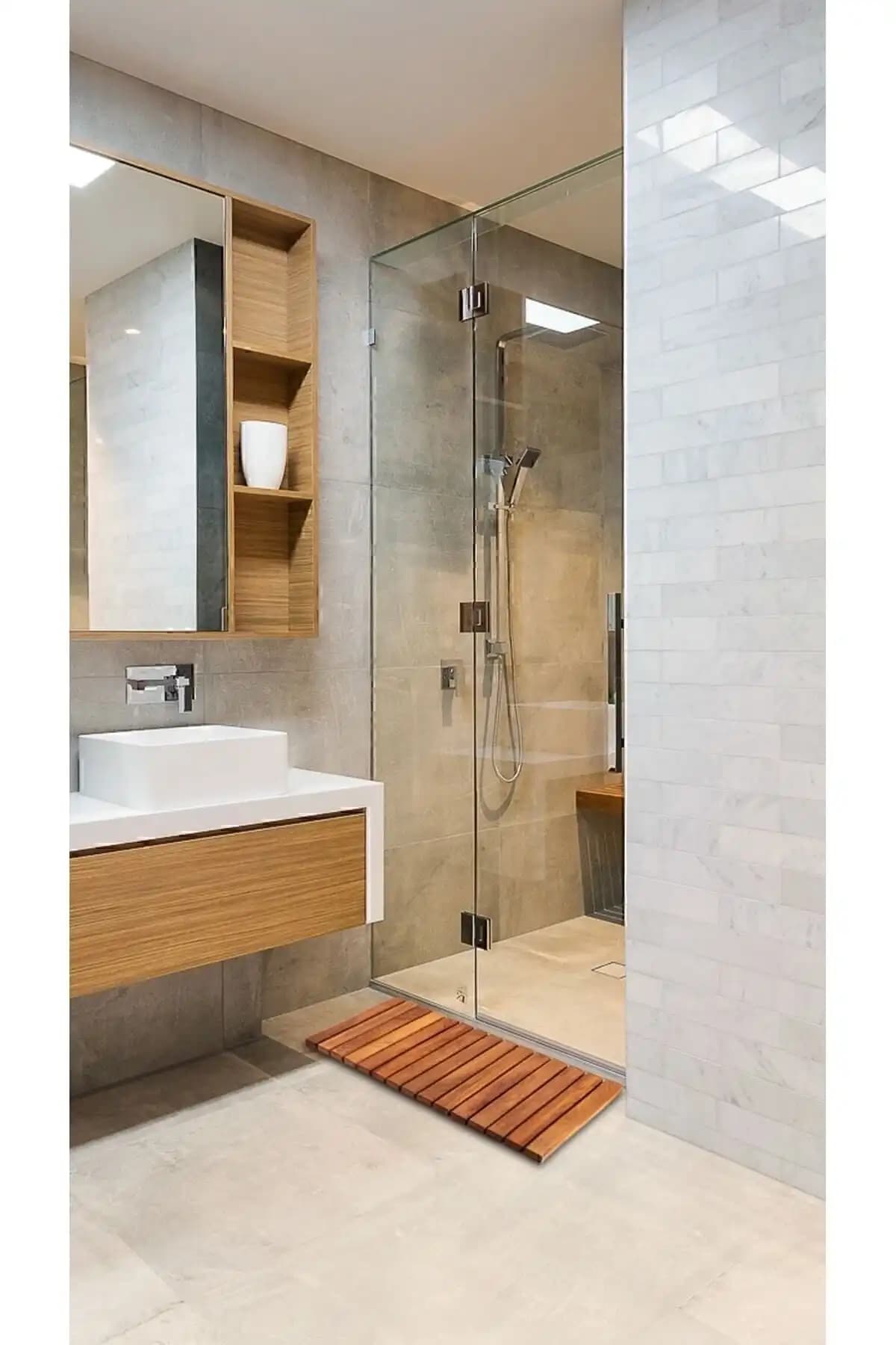 Doğal Ahşap Banyo ve Yer Paspası Karşılaştırması: Estetik ve İşlevsellik Analizi 2