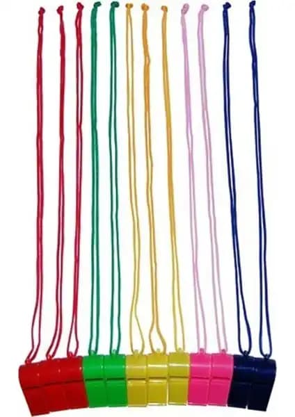 HYD 12'li Plastik Ipli Deprem Düdüğü Güvenlik ve Eğlence Amaçlı Kullanım