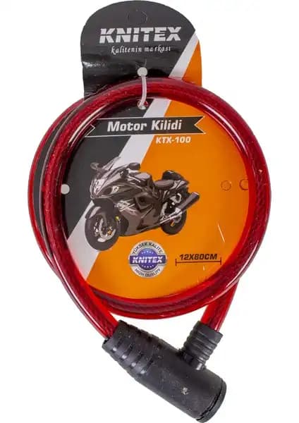 Knitex Bisiklet Kilidi 12x80 cm Güçlendirilmiş Çelik ve PVC Kaplama ile Güvenlik Sağlar
