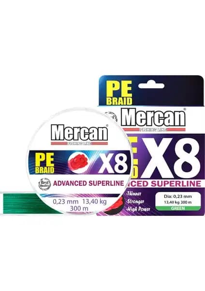 Mercan Pe Örgü Platinum 8x IP 300 M Yeşil Misina Profesyonel Balıkçılık İçin Güçlü ve Dayanıklı