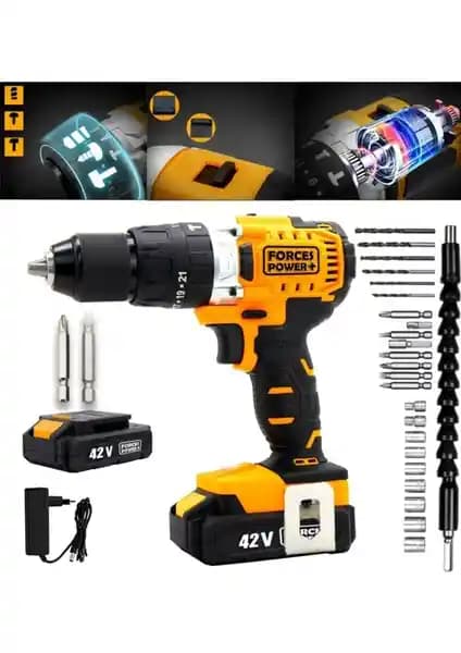 Forces Power Metal Şanzıman F-42 V 5 Ah: Profesyonel Güç ve Dayanıklılık Sunan Darbeli Matkap