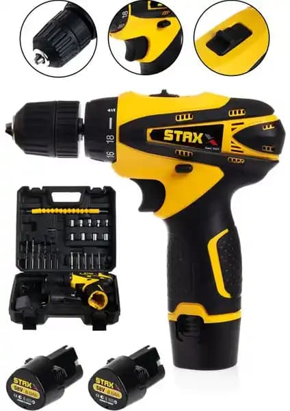 Staxx Power Amerikan Tipi 36V 5AH Metal Şanzımanlı Samsung Çift Akülü Profesyonel Matkap
