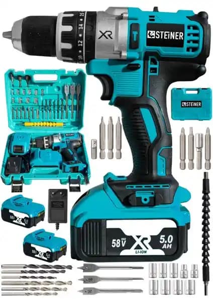 Steiner Germany Darbeli 58V 5Ah Mavi Li-ion Çift Akülü Şarjlı Vidalama Matkap Özellikleri