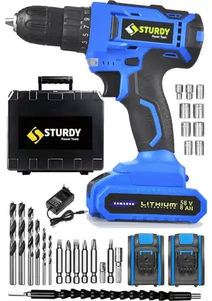 Sturdy 58VF 8mAh Yeni Nesil Çift Akülü Vidalama Seti Güç ve Dayanıklılık Sunar