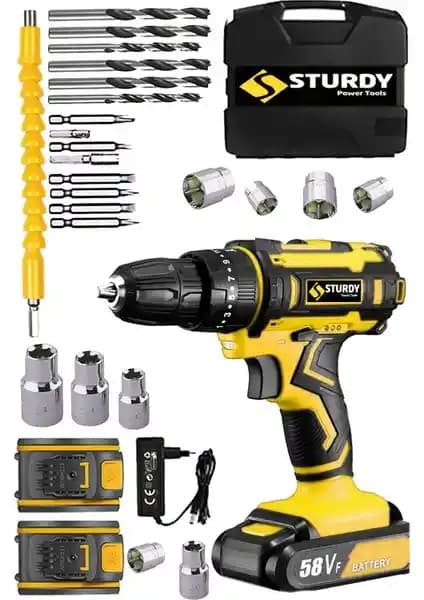 Sturdy R-Series 58 V 8 Ah Samsung Çift Akülü Vidalama Matkap ve Usta Yardımcı Seti