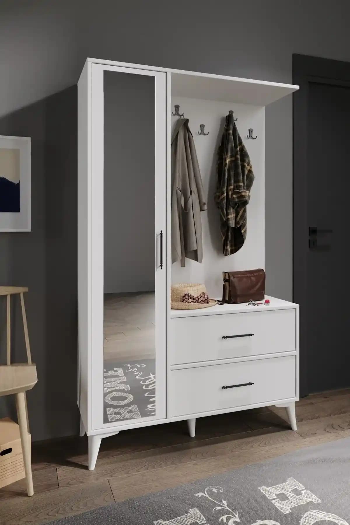 Afilli Oslo Aynalı Portmanto ve Vestiyerler: Modern ve Şık Giriş Çözümü