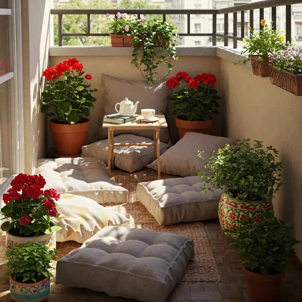 Balkon Dekorasyonunda Yer Minderleriyle Konfor ve Estetiği Yakalamak