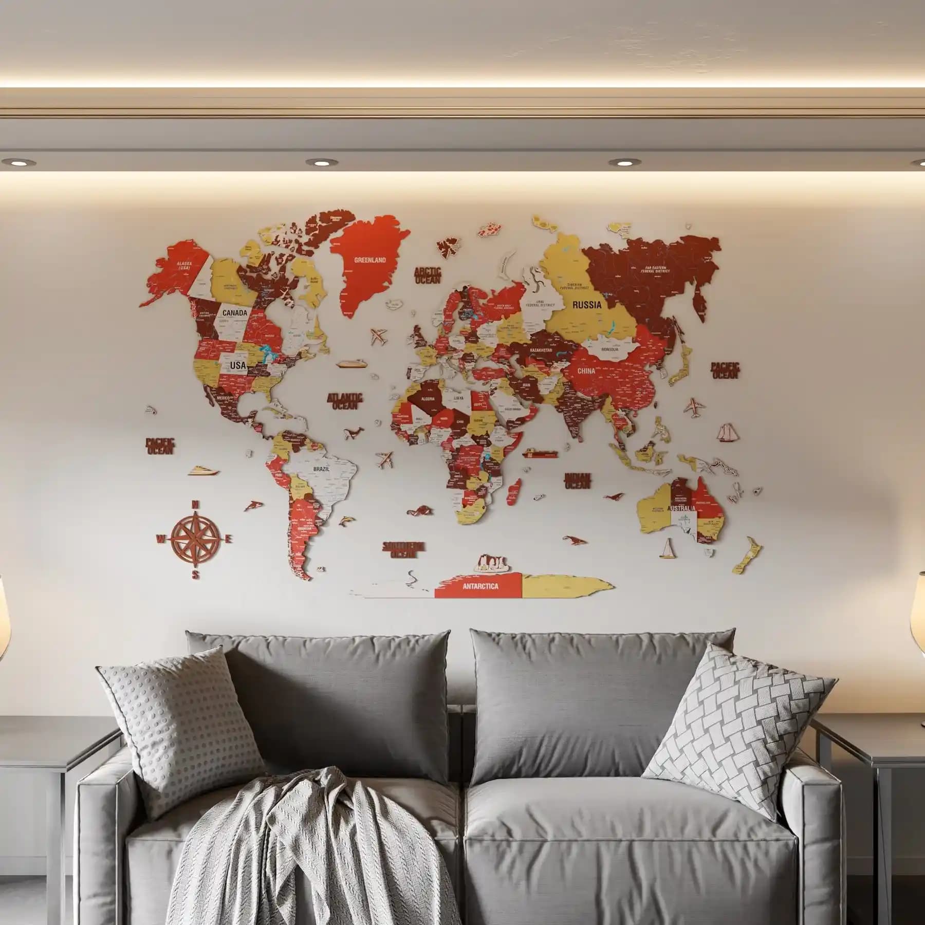 Dünya Haritası Dekorlarıyla Mekanlara Evrensel Bir Şıklık Katın