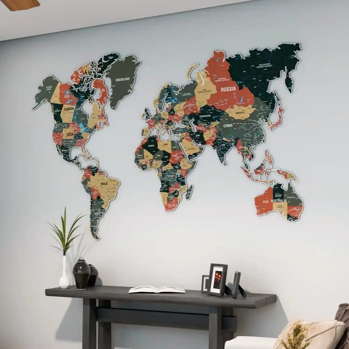 Dünya Haritası Duvar Süsleri: Estetik ve Eğitici Fonksiyonlarıyla Mekânlara Evrensel Dokunuş