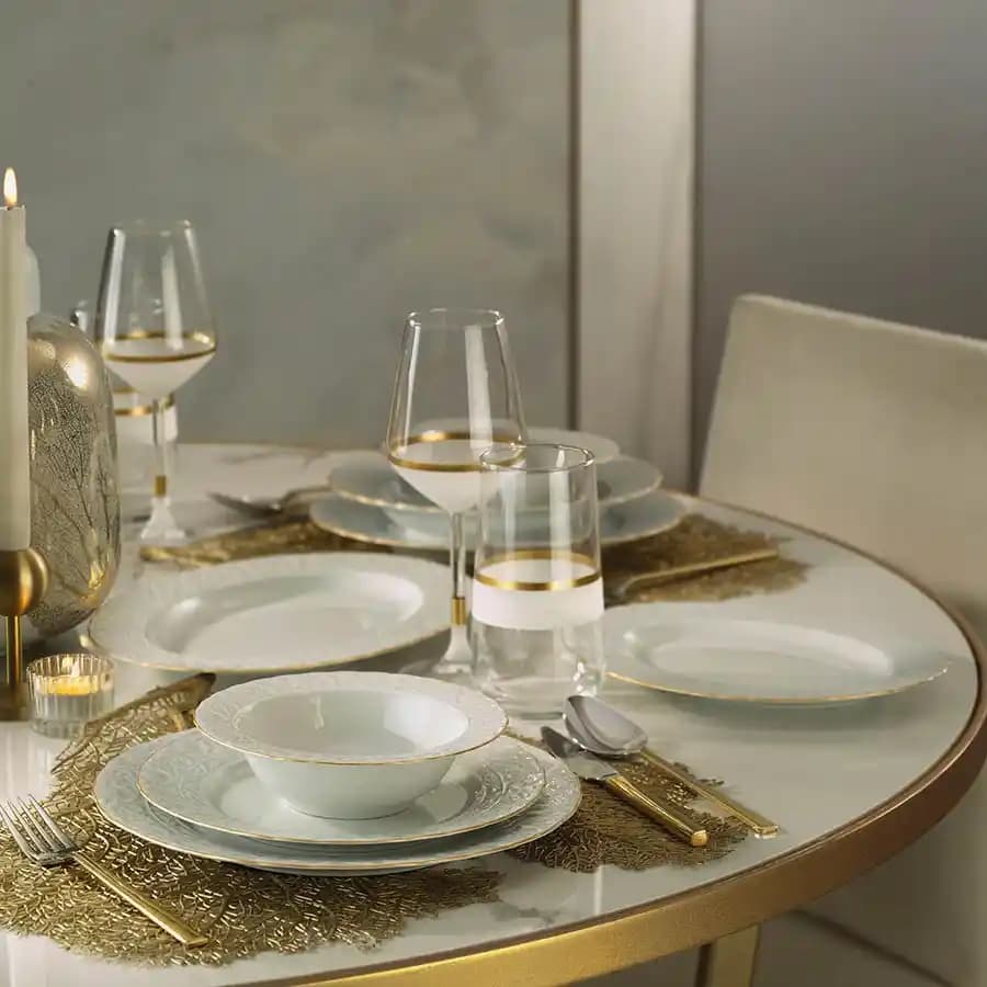 Kütahya Porselen Başak Altın Fileli Yemek Takımı: Estetik ve Dayanıklılık Bir Arada