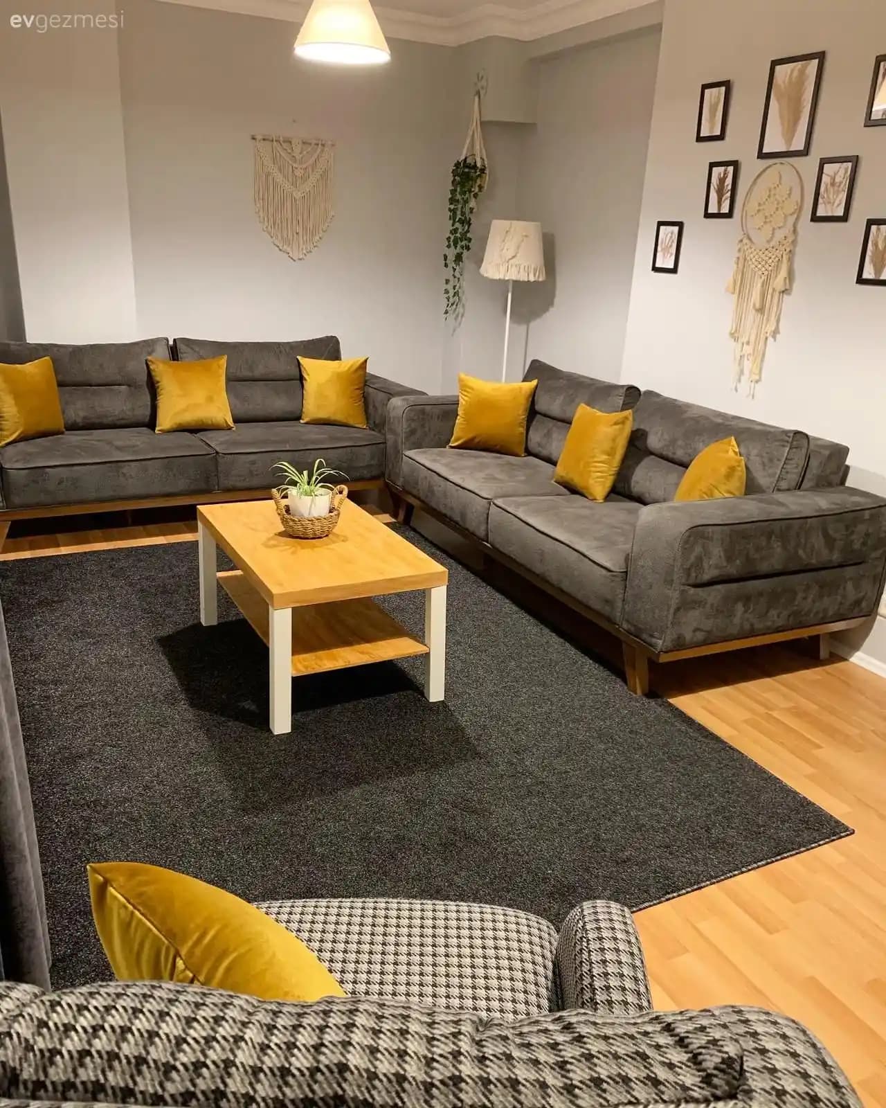 Modern ev dekorasyonunda hardal sarı halı kullanımı ve stil önerileri