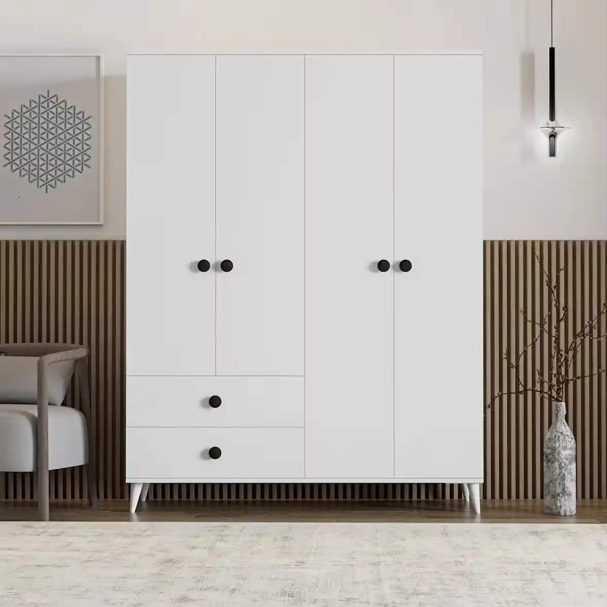 Opal 4 Kapaklı 2 Çekmeceli Gardırop Modern Tasarım ve Dayanıklı Malzemelerle Fonksiyonel Kullanım