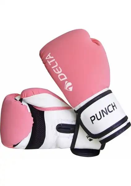 Delta Punch Dura-Strong Pembe-Beyaz Boks Eldiveni Güçlü Koruma ve Konfor Sağlar