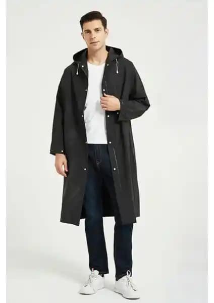 Dream Plus Unisex Siyah Su Geçirmez Eva Kumaş Yağmurluk Günlük ve Outdoor Kullanım İçin