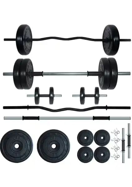 Fitset 28 Kg Z Barlı Halter ve Dambıl Seti Güç ve Esneklik İçin Uygun Profesyonel Spor Ekipmanı