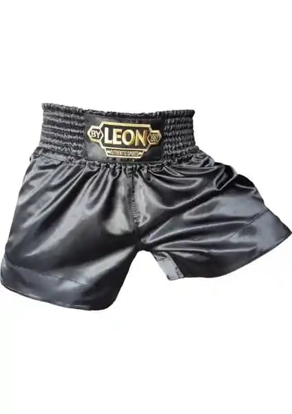 Leon Ground Kick Boks ve Muay Thai Şortu Siyah Profesyonel Sporcular İçin Üst Düzey