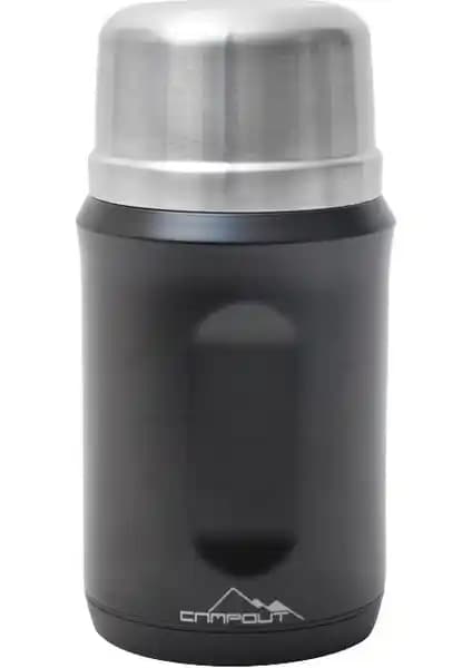 Nurgaz Campout Çift Katmanlı Yemek Termosu 600 ML Siyah Dayanıklı ve Pratik Kullanım