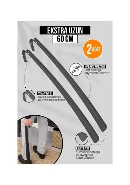 Orvila 60 cm 2'li Ayakkabı Çekici Seti - Pratik ve Dayanıklı Giyim Yardımı