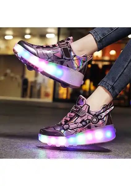 SITONG 4 Tekerlekli USB Şarjlı LED Işıklı Paten Ayakkabı Yetişkinler ve Çocuklar İçin