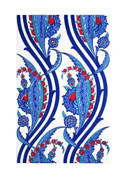 Armada Çini 25x40 Cm SP 404 Desenli İznik Çini Karo Sarmaşık ve Lale Motifleri