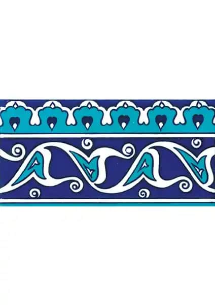 Armada İznik Rumi Desenli Seramik Çini Bordür 10x20 Cm Estetik ve Dayanıklı Tasarım