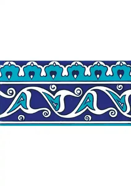 Armada İznik Rumi Desenli Seramik Çini Bordür 10x20 Cm Estetik ve Dayanıklı Tasarım