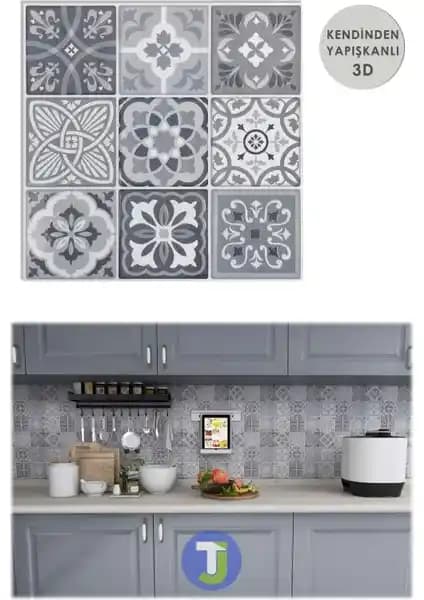 Modern ve Estetik Mutfak Dekorasyonu İçin Technojet 3D Seramik Görünümlü Kendinden Yapışkan Kaplama
