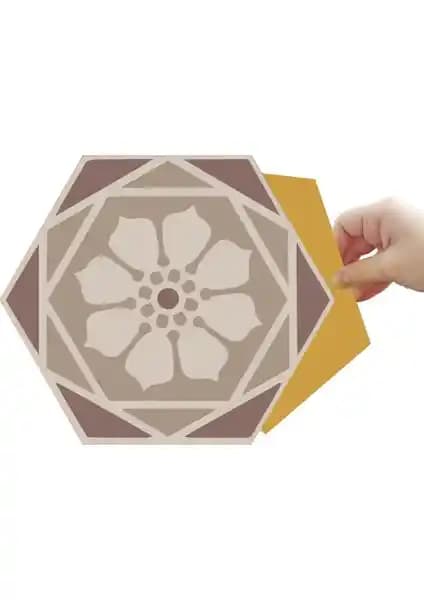 Tink Kendinden Yapışkanlı Bej Altıgen PVC Karo ile Hızlı ve Pratik Dekorasyon Çözümü