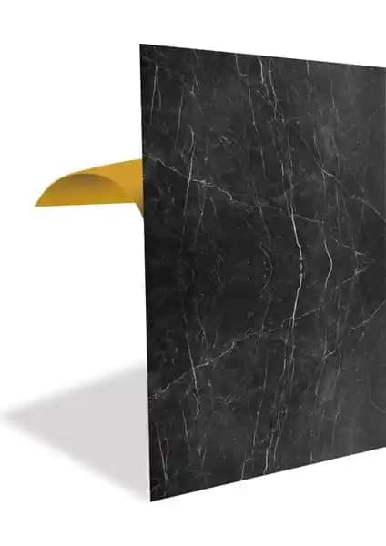 Tink Kendinden Yapışkanlı Belgium Black Mermer Desenli PVC Paneli ile Modern İç Dekorasyon
