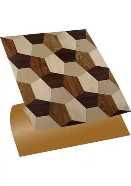 Tink Kendinden Yapışkanlı Geometrik Ahşap Desenli PVC Karo ile Modern Dekorasyon Çözümleri