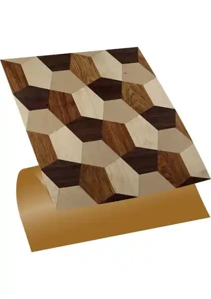 Tink Kendinden Yapışkanlı Geometrik Ahşap Desenli PVC Karo ile Modern Dekorasyon Çözümleri